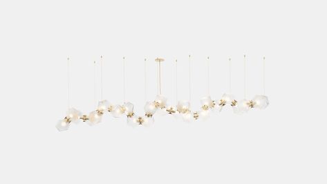 Gabriel Scott | Welles Glass Long Chandelier 24 Frosted Glass Chandelier, Gabriel Scott, Long Chandelier, Alabaster White, White Alabaster, Cube Light, Grey Glass, Glass Texture, Glass Chandelier