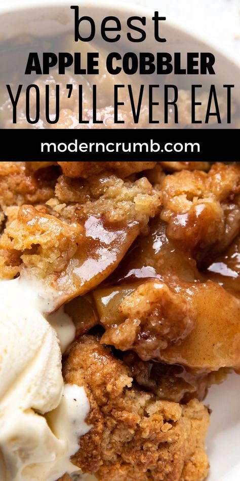 apple cobbler and vanilla ice cream. Apple Carmel Pecan Cobbler, Sugar Crusted Apple Cobbler, Carmel Apple Cobbler Recipe, Cinnamon Roll Apple Cobbler Recipe, Single Serve Apple Cobbler, Pumpkin Apple Cobbler, Apple Cobbler For Two, Cinnamon Apple Cobbler Recipe, Fried Apple Cobbler