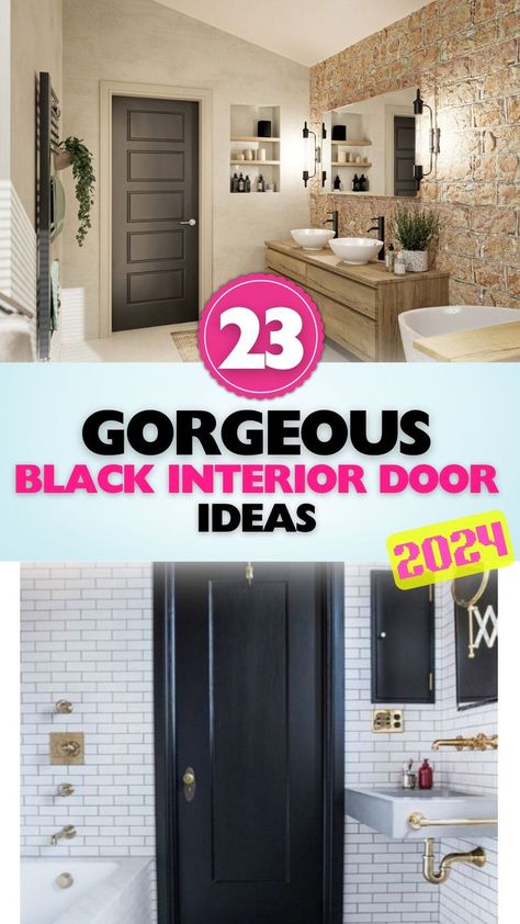 Find inspiration with black interior door designs that make your home stand out. These bold, sleek ideas bring a modern touch to any room and create stunning contrasts. Black Interior Doors With Gold Hardware, Black Trim And Doors Interior, Black Interior Doors With Black Trim, Black Hallway Doors, Black Indoor Doors, Black Doors And Trim, Black Interior Doors With White Trim, Interior Black Doors, Black Doors With White Trim