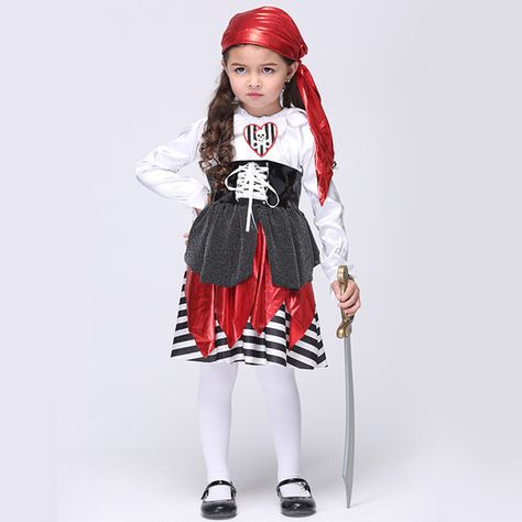 High Quality Children's Halloween Costumes Girls Pirate Costume Kids Pirate Cosplay Animation Game Uniforms Free shipping Halloween Costume Cartoon, Pirates Dress, Pirate Costume Kids, Cartoon Pirate, Pirate Girl Costume, Childrens Halloween Costumes, Halloween Dresses, Pirate Dress, Girl Pirates