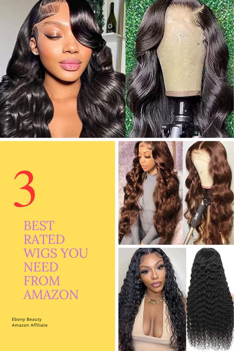 These 3 wigs have been proven to be the best passed on delivery times, coupons, and verified customer reviews with images and videos. I reviewed each product and read up to ten review with all good commentary. Visit my blog for in depth details on each wigs and links to purchase. #amazon #humanhairwigs #wigs #amazonaffiliatelink Lace Front Wigs From Amazon, Good Amazon Wigs, Best Amazon Wigs For Black Women, Amazon Wigs Black Women, Amazon Wig Reviews, Wigs On Amazon, Amazon Wigs, Best Human Hair Wigs, Amazon Beauty