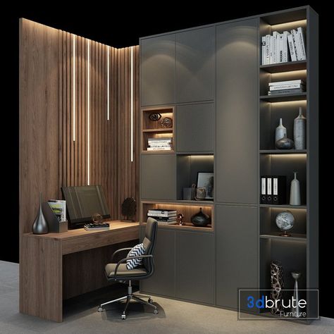 Office Interior Design Workspaces, Bedroom Wallpaper Design, Office Cabinet Design, Ideas For Home Office, Wall Decorating Ideas, Office Furniture Set, Modern Home Offices, Wall Decorating, Contemporary Home Office