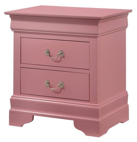 Glory Furniture Louis Phillipe , Pink Nightstand, 24' H X 22' W X 16' D Pink Night Stand, Pink Nightstand, Pink Nightstands, Crib Desk, Pink Furniture, Fireplace Entertainment, Bedroom Armoire, Pink Stuff, 3 Drawer Nightstand