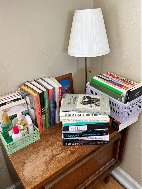 Girl Nightstand, Nightstand Aesthetic, Year Of The Monkey, Reading Library, Aesthetic Books, Little Library, Book Stack, Future Apartment, I'm With The Band