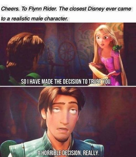 Couples Disney, Disney Cute, Punk Disney, 9gag Funny, Funny Disney Memes, Funny Disney Jokes, Funny Disney, Flynn Rider, Movie Memes