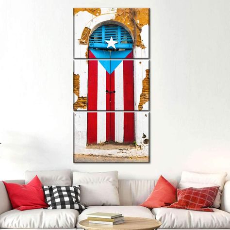 Puerto Rico Entrance Flag Multi Panel Canvas Wall Art by ElephantStock is printed using High-Quality materials for an elegant finish. We are the specialists in Modern Décor canvas prints and we offer 30 day Money Back Guarantee Door Artwork, Puerto Rican Artwork, Door Wall Art, Chinese Wall Art, Dragon Wall Art, Multi Panel Wall Art, Dragon Chinese, Chinese Wall, Puerto Rican Flag