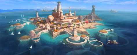 Coral Sea, Location Inspiration, Fantasy City, Fantasy Setting, Fantasy Places, Fantasy Art Landscapes, Fantasy Concept Art, Space Opera, High Fantasy