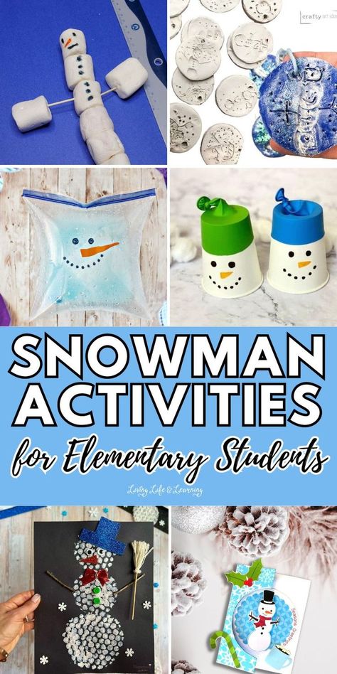 Snowman Activities for Elementary Students Crafts For Elementary Students, Winter Party Ideas, Snowman Activities, Activities For Elementary Students, Elementary Science Activities, Snowmen Activities, Snowman Party, Winter Holiday Crafts, Science Crafts