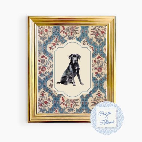 The Black Lab Art Print is a charming and vibrant piece of wall decor that captures the adorableness of these lovable dogs. This preppy artwork features a vintage grand millennial-inspired design, adding a touch of elegance to any space. The dog portrait beautifully showcases the unique features of Black Labs, making it an ideal gift for dog moms and Black Lab lovers. With its lively colors and intricate details, this art print will surely bring joy and personality to your home. .: Made with mus Black Lab Art Print, Vintage Dog Prints, Black Lab Art, Vintage Dog Art, Preppy Artwork, Lab Art, Art For Kitchen, Labs Art, Dog Nursery