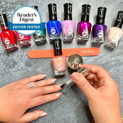 Led Nail Polish At Home, Best Strengthening Nail Polish, Best At Home Gel Nail Polish Kits, Sally Hansen Gel Nail Polish, Sally Hansen Miracle Gel Colors, Sally Hansen Gel Polish, Sally Hansen Gel Nails, Home Gel Nail Kit, Sally Hansen Gel