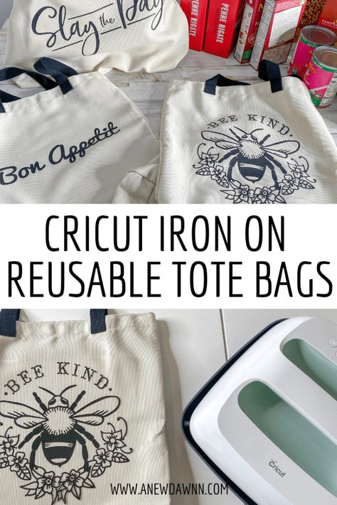 Diy Canvas Bags Iron On, Easy Cricut Iron On Projects, Heat Press Bag Ideas, Diy Canvas Bags Vinyl, Cricut Projects Iron On, Cricut Bag Ideas, Canvas Bag Design Diy, Cricut Bags Canvas Totes, Cricut Iron On Ideas