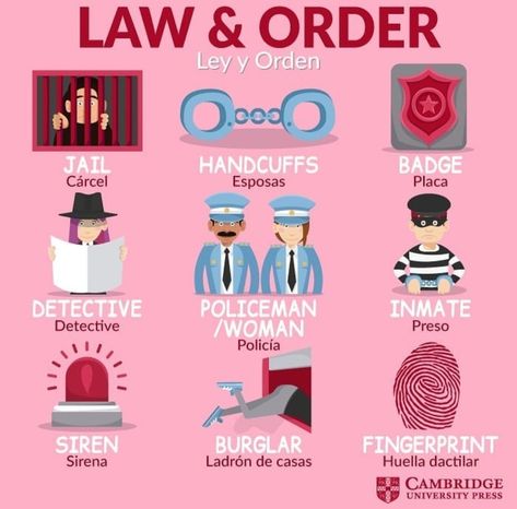 Law and Order Law English Vocabulary, Law Dictionary Words, Boyles Law Notes, Legal Terms Law, What Is Law, Basic Spanish Words, Learning Spanish Vocabulary, English Exercises, Cambridge University Press