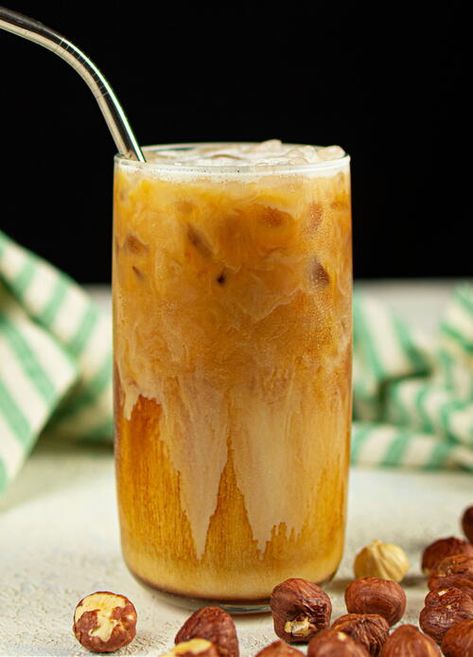 Starbucks Hazelnut Iced Coffee Copycat Starbucks Hazelnut Iced Coffee, Hazelnut Iced Coffee, Oat Milk Shaken Espresso, Vegetarian Holiday Recipes, Panera Recipes, Cracker Barrel Recipes, Passion Tea Lemonade, Starbucks Holiday Drinks, Raspberry Coffee