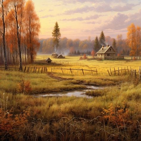 "Dawn's Embrace: A Serene Morning Unfolds Across Village, Field, and Forest" Spring Movie, Cabin In The Mountains, Biome, The Village, The Mountain, Cabin, Forest, Quick Saves, Art