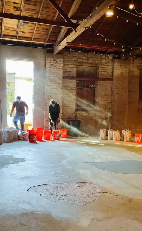 Concrete Floor Renovation, How To Epoxy Basement Floor Diy, Concrete Leveling Diy, Floor Leveling Diy, Leveling Concrete Floor, Driveway Ideas Cheap, Repair Concrete Driveway, Bunkhouse Ideas, Concrete Floor Repair