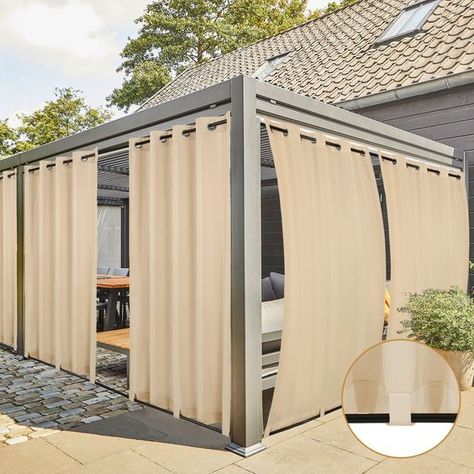 PRICES MAY VARY. 【SIZE & PACKAGE】Each set includes 4 Panels Outdoor Curtains.Each curtain measures 54" wide by 84" long. The curtains are constructed with silver rust-proof grommets with inner diameter of 1.6” that fits well most standard curtain rods.Comes in a set of 4 pannels to decorate your pavilion in one step. And Sets would be more Cost Effective 【FINEST WATERPROOF FABRICS 】Our outdoor curtains for patio are made of durable and thick 100% polyester fabric. The same color and materials on Outdoor Patio Curtains Ideas, Curtains For Gazebo, Outdoor Pergola Curtains, Patio Curtain Ideas, Curtains For Patio, Waterproof Fabrics, Gazebo Curtains, Porch Pergola, Curtains Grommet