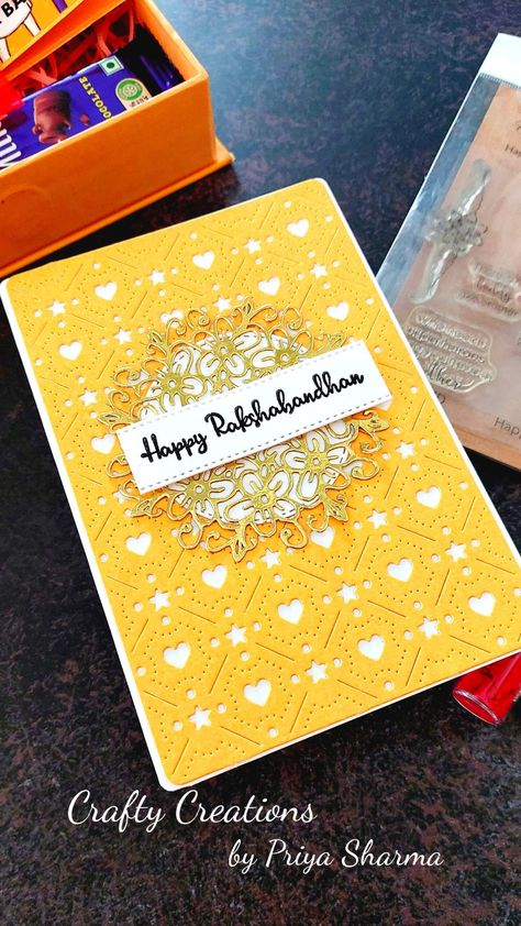 Here's a quick and easy Rakshabandhan Card DIY. Watch the tutorial on my YouTube channel. Happy Rakshabandhan Cards, Raksha Bandhan Cards Handmade, Rakshabandhan Cards, Diy Rakhi Cards, Card Ideas Handmade, Raksha Bandhan Cards, Diy Watch, Rakhi Cards, Card Easy