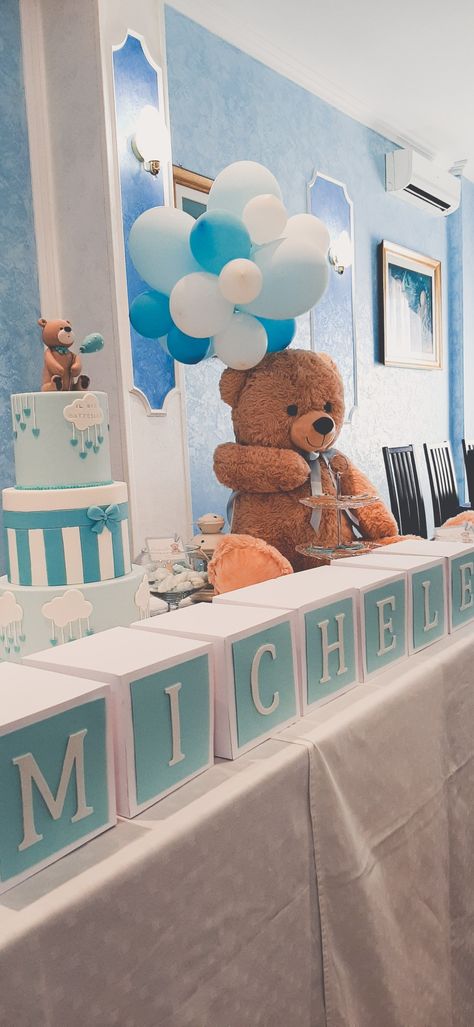 Confettata battesimo, tema Orsetto Idee Babyshower, Bear Party, First Birthdays, Cake Toppers, Wedding Planner, Cake, Disney, Birthday