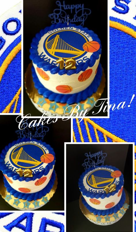 Golden state warriors birthday cake! Golden State Warriors Cake, Golden State Warriors Birthday, Basketball Birthday Cake, Handbag Cakes, Cake Design Inspiration, Basketball Birthday, Custom Birthday Cakes, 10th Birthday Parties, Golden State Warriors