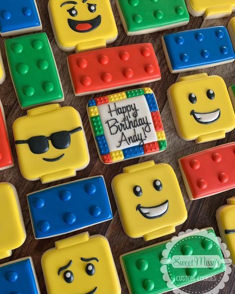 Lego Party Decorations, Lego Cookies, Lego Birthday Cake, Lego Themed Party, Cookies Theme, Lego Cake, Lego Birthday Party, Lego Birthday, Superhero Birthday Party