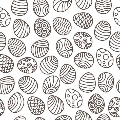 Easter egg pattern Premium Vector | Premium Vector #Freepik #vector #background Easter Egg Pattern Design, Easter Egg Outline, Easter Motifs, Easter Egg Fabric, Happy Easter Printable, Easter Cartoons, Easter Seamless Pattern, Egg Pattern, Banner Drawing