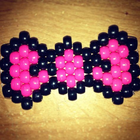 Hello Kitty kandi hair clip(: Kandi Cuff Patterns Hello Kitty, Hello Kitty Kandi Cuff, Hello Kitty Kandi Pattern, Kandi Core, Hello Kitty Kandi, Scene Hello Kitty, Pink Kandi, Scene Jewelry, Kandi Cuff Patterns