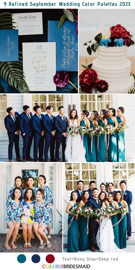 Teal Summer Wedding Colors, Navy Teal Wedding, Navy Suit Teal Tie, Teal Navy Color Palette, Blue And Teal Wedding Theme, Navy Blue And Teal Wedding, Ink Blue Wedding Color Schemes, Teal And Blue Wedding, Teal And Maroon Wedding