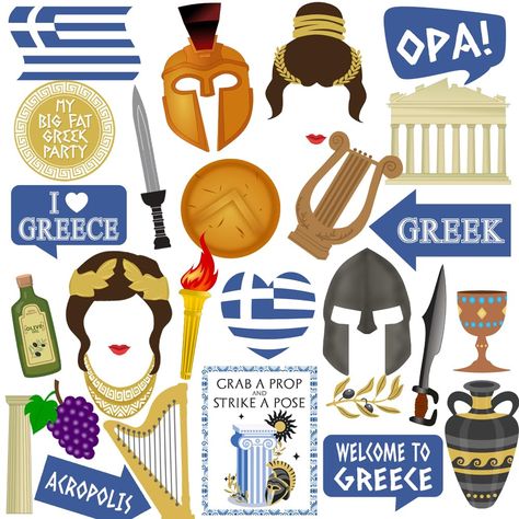 PRICES MAY VARY. 1 - Great idea of Greek Party Decor - Transport your guests to the world of ancient greece with our 29pcs ancient greek photo props. From Roman soldier gear to Parthenon pattern, every ancient greece photo props catch the essence of greek culture decorations, make sure everyone can find their favorite greek themed photo props and strike a funny pose. 2 - High Quality Greek Decorations For Party - Our greek props are made from high quality cardstock, the HD printing technique add Greece Classroom Decorations, Greek Festival Decorations, Ancient Greek Decorations, Greek Theme Party Decorations, Ancient Greece Party, Greece Decorations, Culture Decorations, Greek Theme Party, Greek Mythology Party