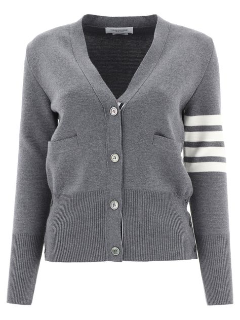 Shop or share your style of the product on ModeSens! Fit Guide: Regular Mannequin size: IT 38 Total lenght: 57 cm*Import tax/duty will be calculated at checkout (If applicable) Thom Browne Women, Thom Browne Cardigan, School Uniform Fashion, Fitted Cardigan, Merino Wool Cardigan, Button Cardigan, Grey Cardigan, V Neck Cardigan, Striped Cardigan