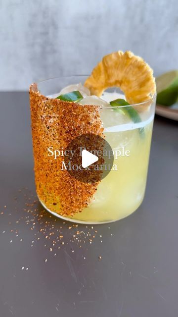 26K views · 2K likes | Danica Frye l cocktails + mocktails on Instagram: "Secret time: I don’t love spicy drinks 🫣 but the number one mocktail you guys asked for was a spicy margarita, so I am here to deliver! 🫡 You can easily turn this into a cocktail, and you can also crank up the heat if you’re braver than me. If you want it super spicy, try muddling the jalapeño in the shaker 🥵 Recipe: 1 1/2 oz NA tequila 3 oz pineapple juice 1/2 oz lime juice 1/2 oz agave 3 jalapeño slices I brushed my glass with chamboy, then rolled it in tajin and put it in the freezer for ~5 minutes before pouring. Garnish with some jalapeño slices and dried pineapple. Cheers! #mocktails #margarita #tequila #nonalcoholic #mocktailrecipe #cocktails #drinks #dryjanuary #spicy" Tajin Drinks, Tajin Recipes, Margarita Tequila, Spicy Drinks, Dried Pineapple, Spicy Margarita, Dry January, Mocktail Recipe, Pineapple Juice