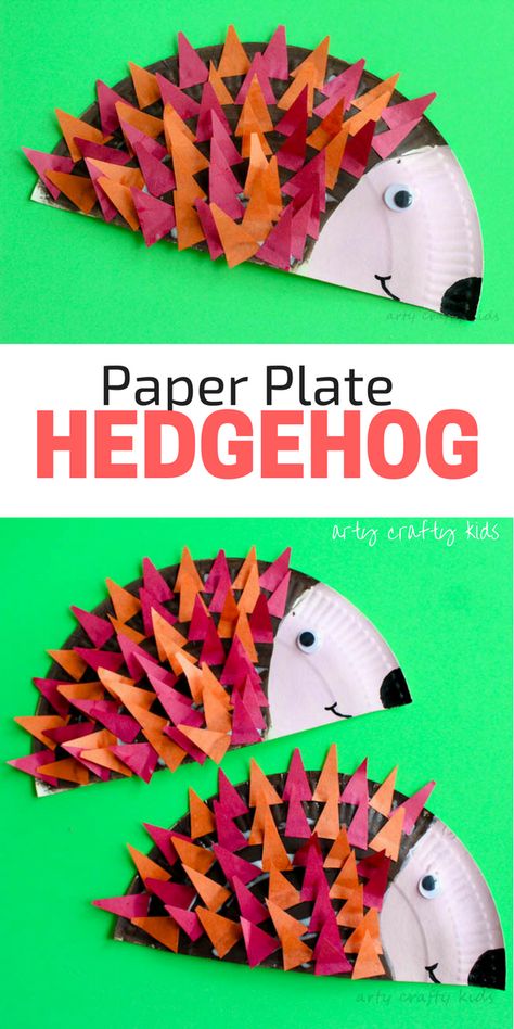 Arty Crafty Kids | Craft | Paper Plate Hedgehog Craft | Super cute Hedgehog craft for kids. Perfect for Autumn crafting and woodland animal topic at preschool. #animalcraft #kidscraft Hedgehog Craft For Kids, Hedgehog Craft, Paper Plate Crafts For Kids, Easy Arts And Crafts, Animal Crafts For Kids, Paper Plate Crafts, Fall Crafts For Kids, Cute Hedgehog, Autumn Crafts