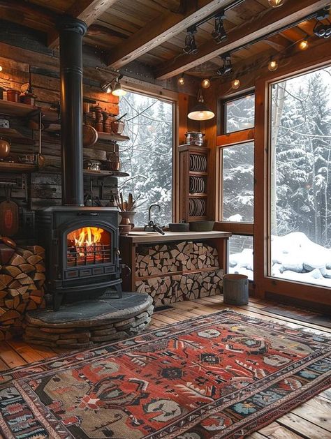 Off Grid Life Off Grid Aesthetic, Off Grid Living Aesthetic, Off Grid Cabin Interior, Cozy Cabin Living Room, Southwest Cabin, Cabin Bedrooms, Dark Cottagecore House, Earthy Interiors, Comfy Cozy Home