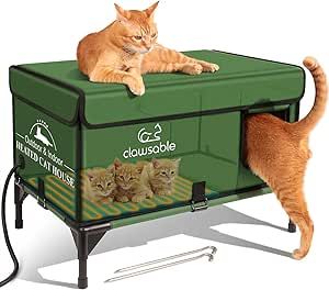 Clawsable Indestructible Heated Cat House for Outdoor Cats in Winter, Extremely Waterproof, Fully Insulated Outside Feral Cat House Shelter for Stray Barn Cat (Highly Elevated, Large Cuboid). Cats In Winter, Heated Cat House, Feral Cat House, Barn Cat, Feral Cat, Outdoor Cat House, Outdoor Cat, Outdoor Heaters, Outdoor Cats