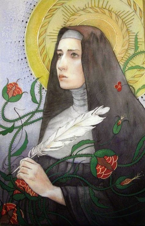 Saint Brigid of Kildare, by Bernadette Carstensen, 2010. Saint Illustration, Saint Brigid Of Kildare, Celtic Magic, Mother Of Christ, St Brigid, All Saints Day, Triple Goddess, Catholic Art, Sacred Art