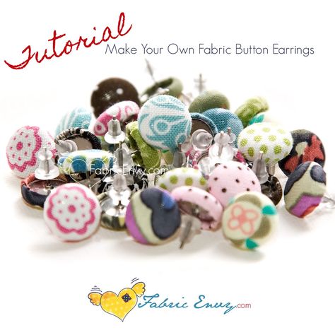 Handmade Gifts Inspiration: Fabric Covered Button Earrings - Bombshell Bling Buttons Ideas, Fabric Button Earrings, Jewelry Giveaway, Diy Jewlery, Pick 3, Fabric Buttons, Fabric Earrings, Diy Buttons, Earring Tutorial