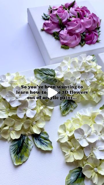 How To Paint 3d Flowers, Acrylic Painting 3d, 3d Acrylic Flowers, Flower Painting Videos, Acrylic Flower Painting, Witch Crafts, Piping Flowers, Icing Piping, Piping Icing