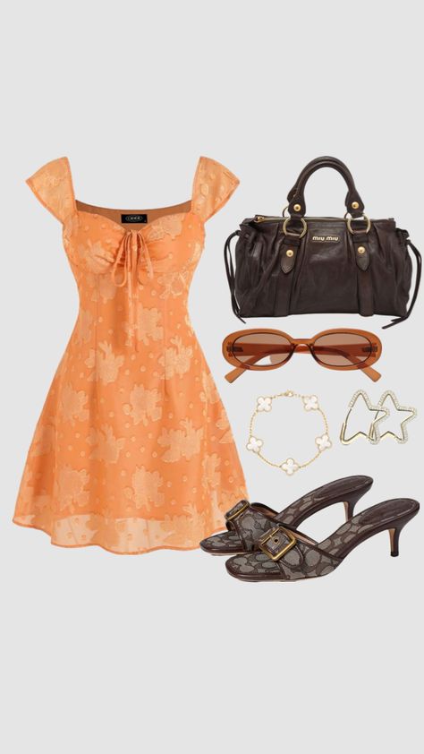 Orange Coquette, Coquette Outfit, Kpop Concert Outfit, Color Outfits, Classy Fits, Summer Trends Outfits, Dinner Outfits, Brunch Outfit, Mom Outfits