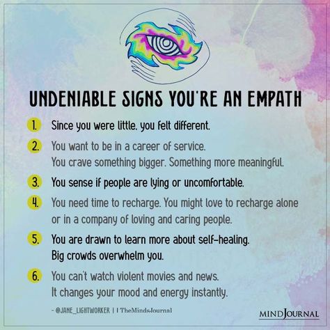 Undeniable Signs You're An Empath Being An Empath Is Hard, Fake Empath, Empath Triggers, Being An Empath Quotes, Empaths Quotes, Empath People, Empath Tattoos, Empath Art, Clairsentient Empath