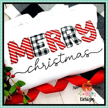 Merry Christmas Bean Stitch Applique Design | Embroidery Boutique Embroidery Svg, Christmas Applique Designs, Cat Beautiful, Christmas Sayings, Embroidery Boutique, Bean Stitch, Christmas Applique, Applique Shirts, Pet Holiday