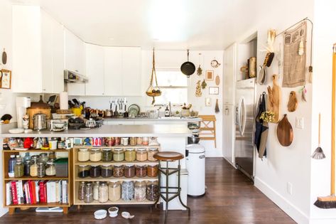 9 Brilliant Ways to Use All Those Awkward Spaces In Your Kitchen | Kitchn Organize A Kitchen, Kitchen Storage Space, Bohemian Kitchen, Small Kitchen Storage, Ways To Organize, The Home Edit, Boho Kitchen, Craft Design, Kitchen On A Budget