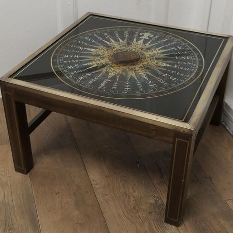 Mid Century Maison Jansen Campaign Style Coffee Table 🧭✨ This superb classic would suit a contemporary interior or perhaps a space filled with nautical furnishings! #maisonjansen #campaignstylefurniture #vintagefurniture #vintageinterior #vintagestyle #midcenturydesign #midcenturymodern Campaign Style Furniture, English Drawing, Cube Coffee Table, Reverse Painted Glass, Style Coffee Table, Brass Trim, Maison Jansen, Reverse Painted, Vintage Interior