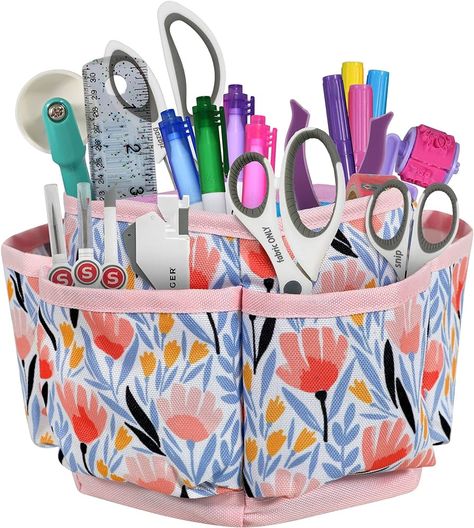 Amazon.com: SINGER 360 Degree Rotating Organizer for Tabletop, Counter, Storage, Sewing Supplies, Art Supplies with Compartments, Tulip Floral Print Rotating Organizer, Counter Storage, Counter Bathroom, Desk Counter, Cabinet Desk, Sewing Machine Cabinet, Sewing Supplies Storage, Sewing Storage, Seam Rippers