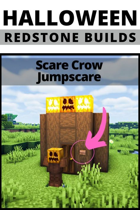 Minecraft: 2 Redstone Build Hacks For Halloween || Jump-scares in Minecraft Minecraft Spooky Decoration, Minecraft Halloween Decorations In Game, Spooky Halloween Minecraft Builds, Minecraft Halloween Decorations, Minecraft Spooky Builds, Decorations In Minecraft, Creepy Minecraft Builds, Holloween Town, Spooky Minecraft Builds