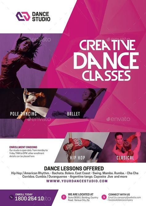 Ballet Flyer Design, Dance Studio Advertising, Dance Studio Branding, Dance Workshop Poster, Dance Studio Poster, Dance Flyer Design, Dance Class Poster, Dance Event Poster, Services Flyer Design