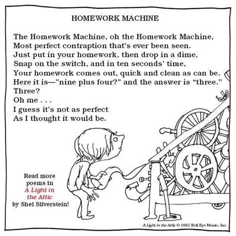 21 Short and Sweet Shel Silverstein Poems That’ll Bring You Back to Ch – HarperCollins Shel Silverstein Quotes, Silverstein Poems, Childhood Poem, Shel Silverstein Books, Shel Silverstein Poems, No Homework, Where The Sidewalk Ends, Childrens Poems, Poetry For Kids