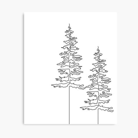 "Minimal pine tree line art" Mounted Print for Sale by HereForTheArt | Redbubble Line Drawing Trees Simple, Minimalist Evergreen Tree Tattoo, Pine Tree Doodle, Single Line Pine Tree Tattoo, Pine Tree Line Drawing, Fine Line Pine Tree Tattoo, Line Art Tattoo, Tree Doodle, Pine Tree Tattoo