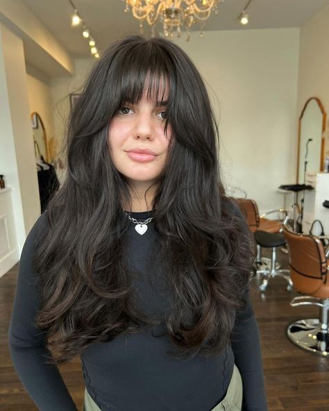 All Posts • Instagram Blowout Hair With Bangs, Subtle Long Layers, Blowout With Bangs, Bangs Blowout, Wavy Extensions, Work Hair, Hair Inspiration Short, Haircut Styles, Blowout Hair