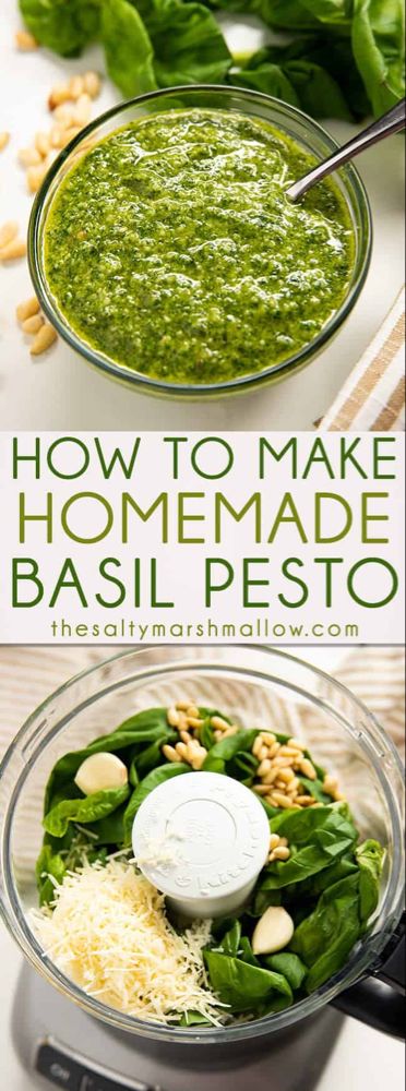 Homemade Basil Pesto, Resep Oatmeal, Homemade Pesto Recipe, Makanan Italia, Basil Pesto Recipes, Plat Vegan, Basil Recipes, Garlic Cheese, Homemade Pesto