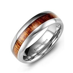 Polished Tungsten Ring with Koa Wood Insert Traditional Wedding Rings, Wood Insert, Black Gold Jewelry, Koa Wood, Monogram Ring, Wolfram, Tungsten Wedding Bands, Reddish Brown, Tungsten Ring