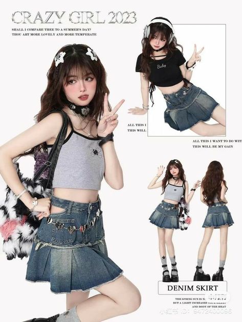 Nostalgia 2000s Outfits, Retro 2000s Outfit, Kpop Concert Accessories, Trendy Japanese Outfits, Y2k Retro Outfits, Y2k Fashion Japan, Korean 2000s Fashion, Y2k Inspo Outfits, Trendy Y2k Outfits